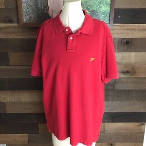 Nike red and gold polo shirt‎ men’s large vintage Y2K